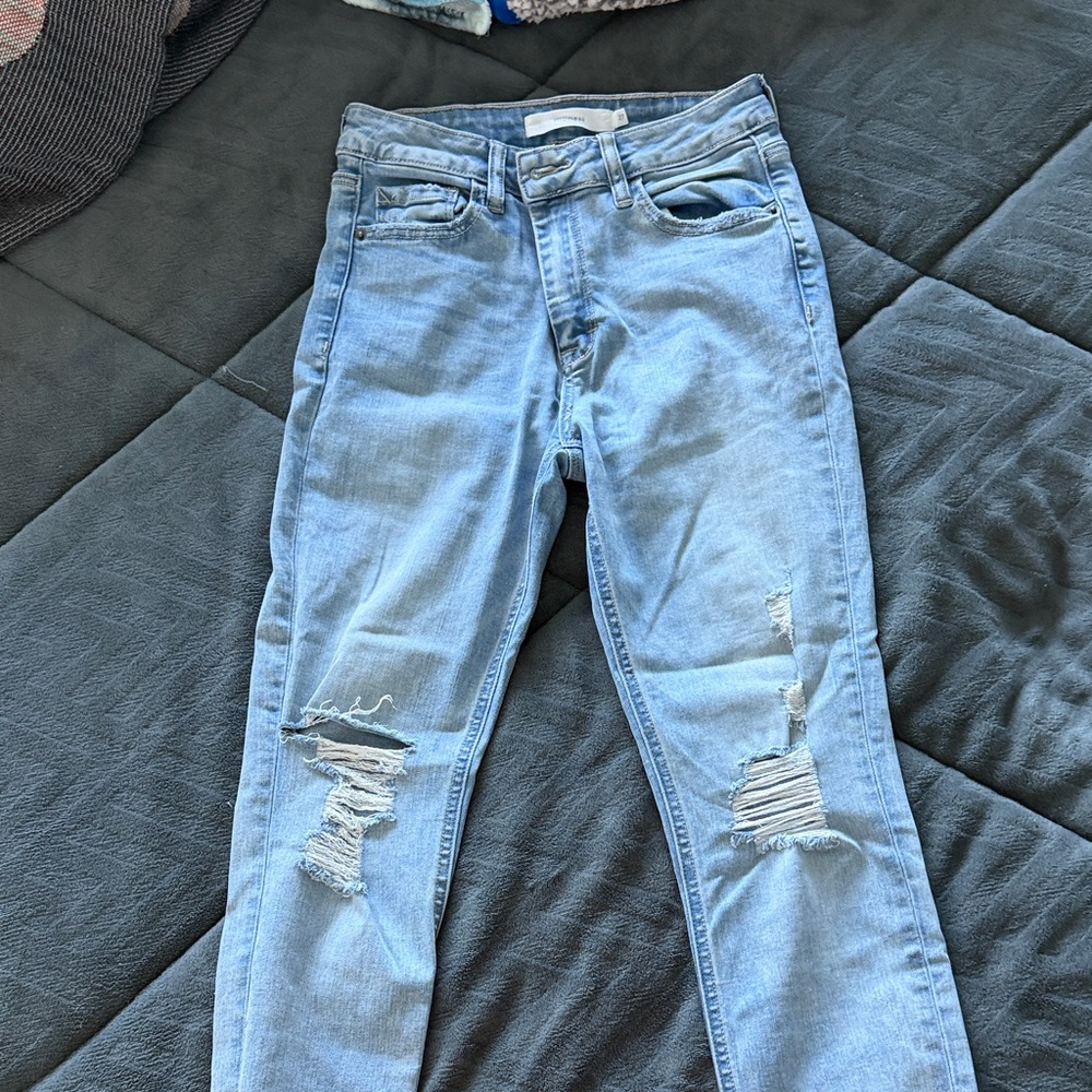 Light Blue Distressed Skinny Jeans